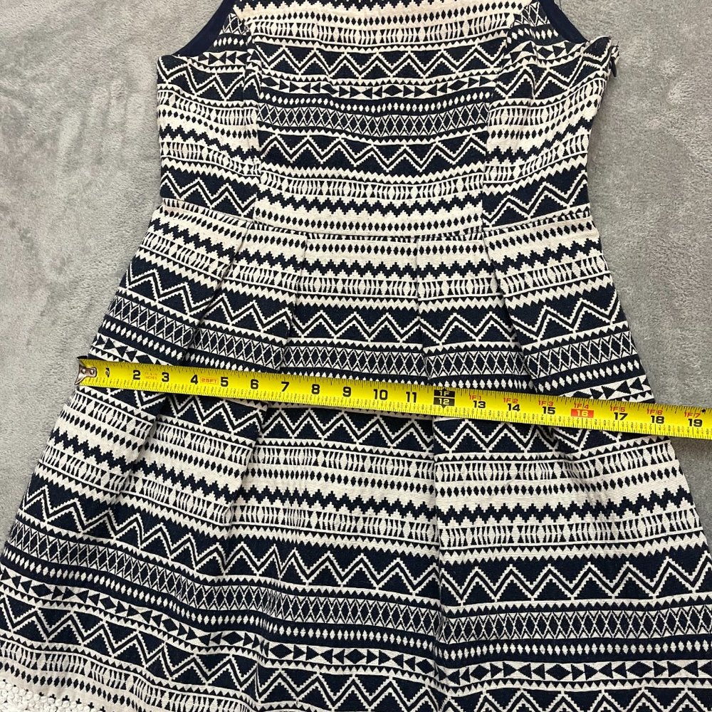 Liza Byrd Women's Cotton Abstract Print Tank Top Dress Navy Blue White Size M - Picture 6 of 10